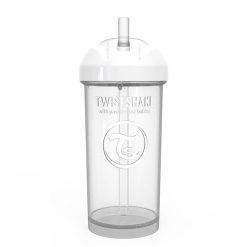 Чаша със сламка Twistshake - 360 ml 12+ месеца бяла